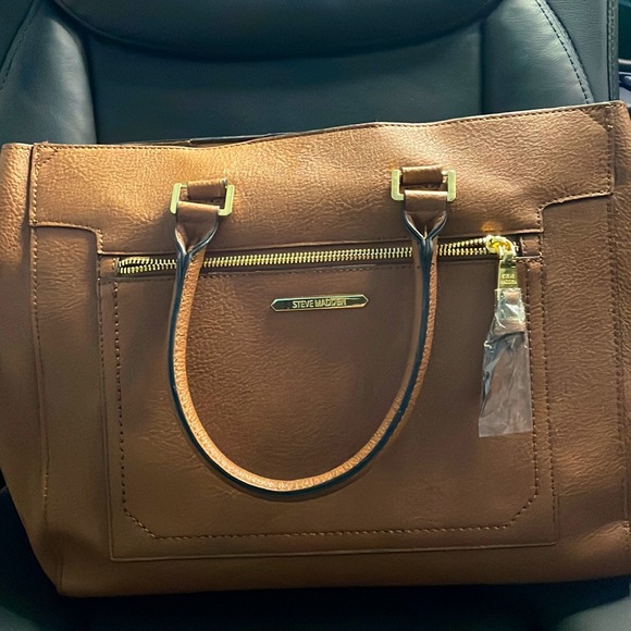 NWOT Steve Madden Tan Leather Handbag - Picture 2 of 9